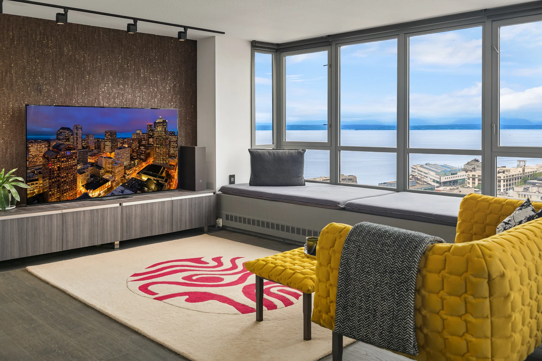 Living room with Puget Sound outlook